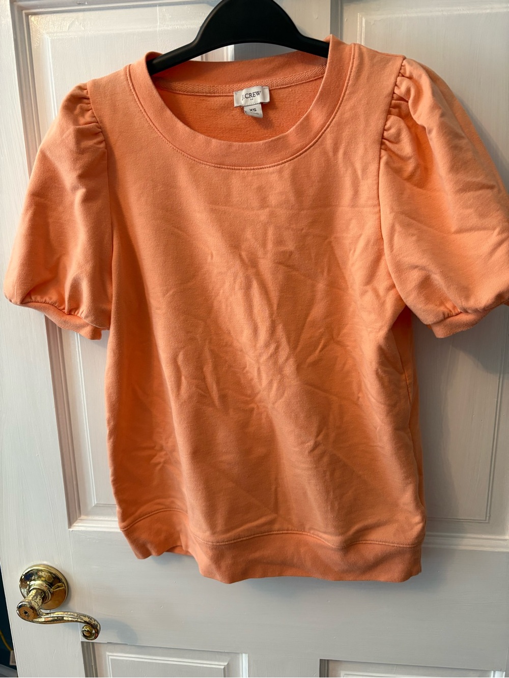 J. Crew Peach Short Puff-Sleeve Sweatshirt Top